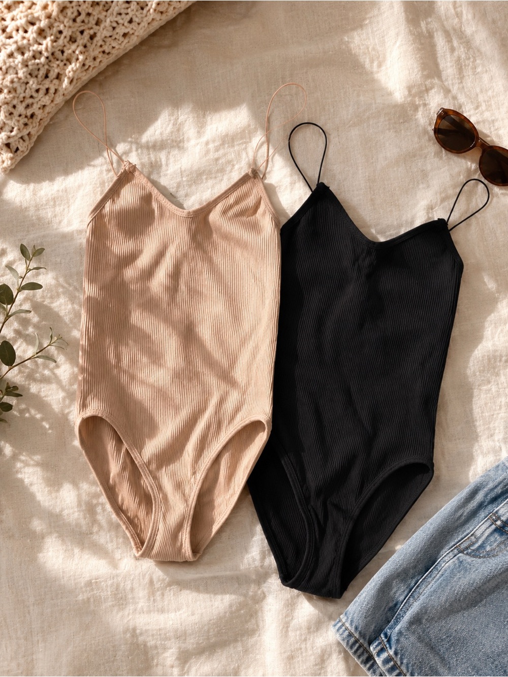 Nude and black body suits Small